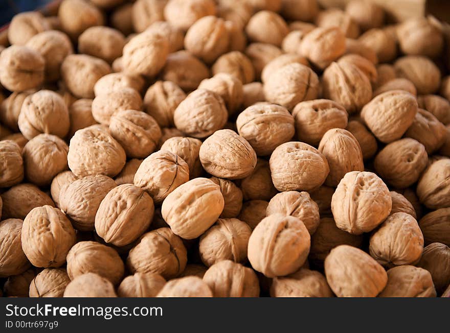 Fresh Walnuts at a Farmers market stand