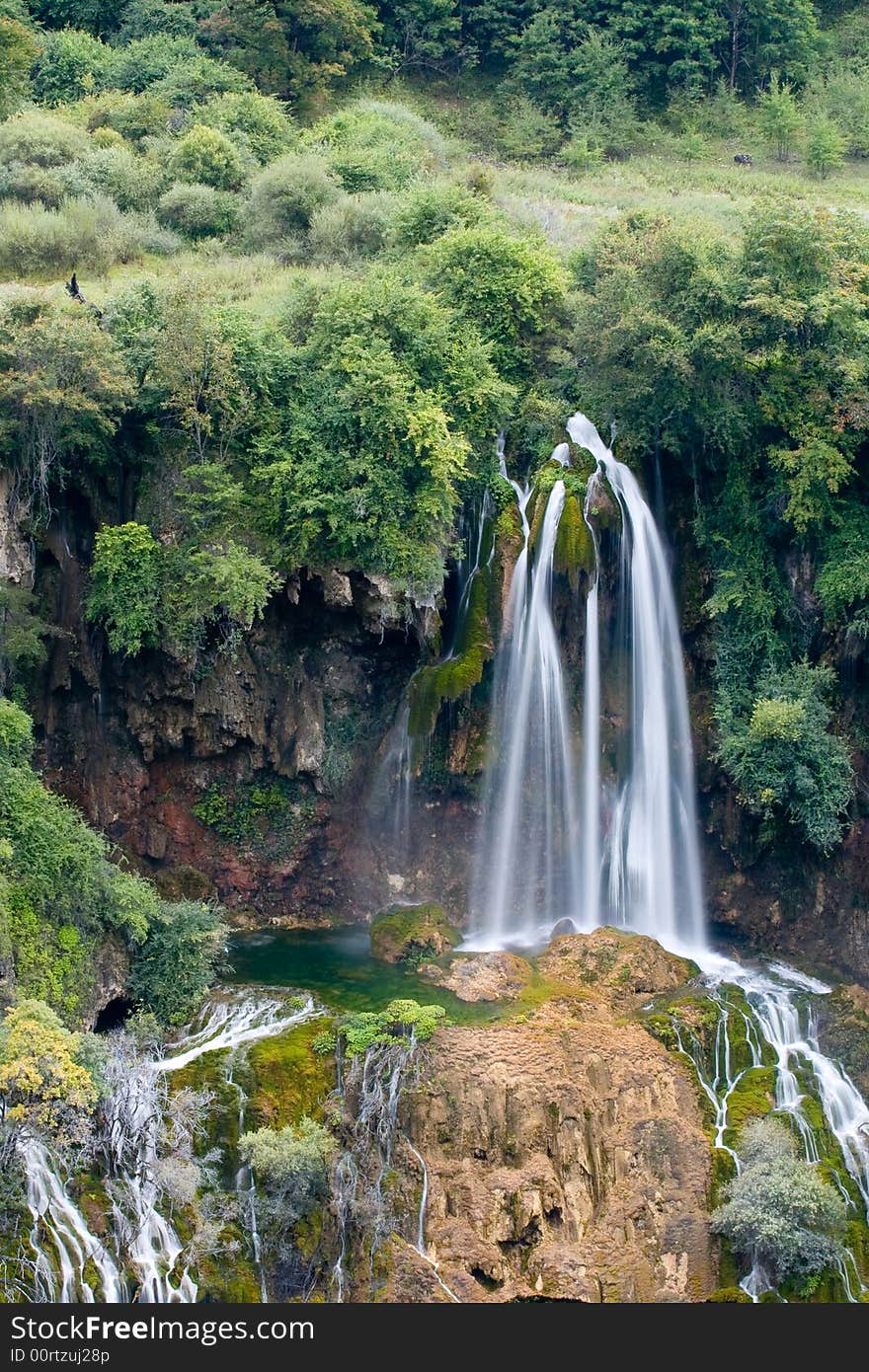 The waterfall from holl of mountain