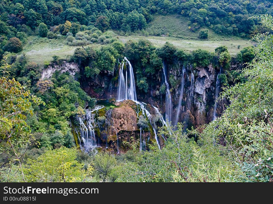 The waterfall from holl of mountain