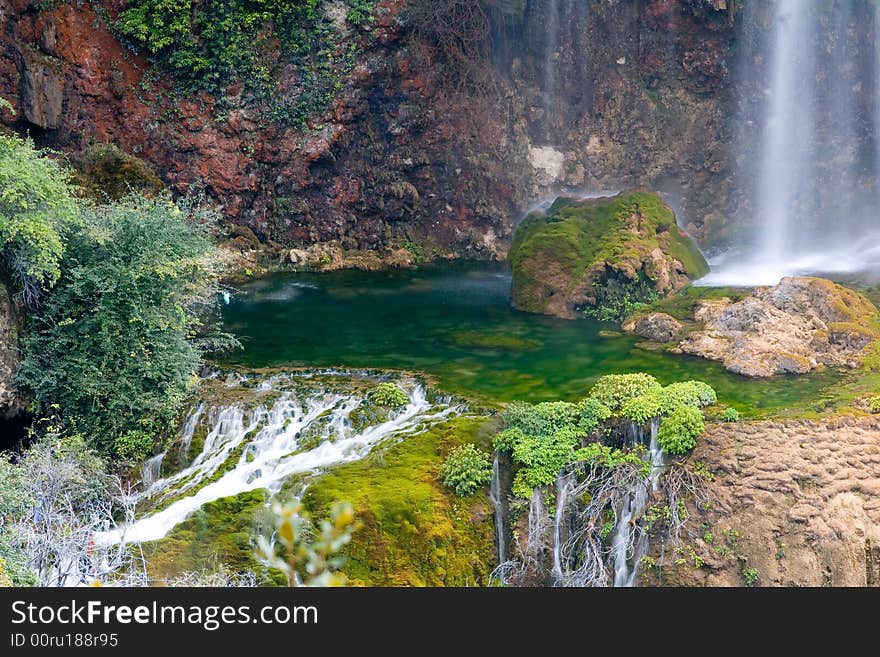 The waterfall from holl of mountain