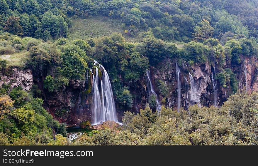 The waterfall from holl of mountain