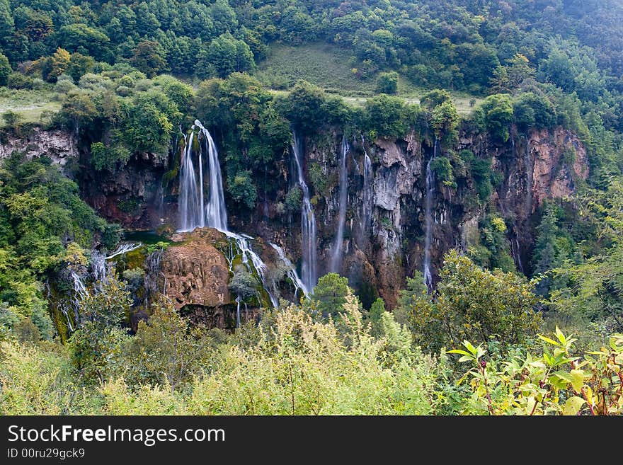 The waterfall from holl of mountain