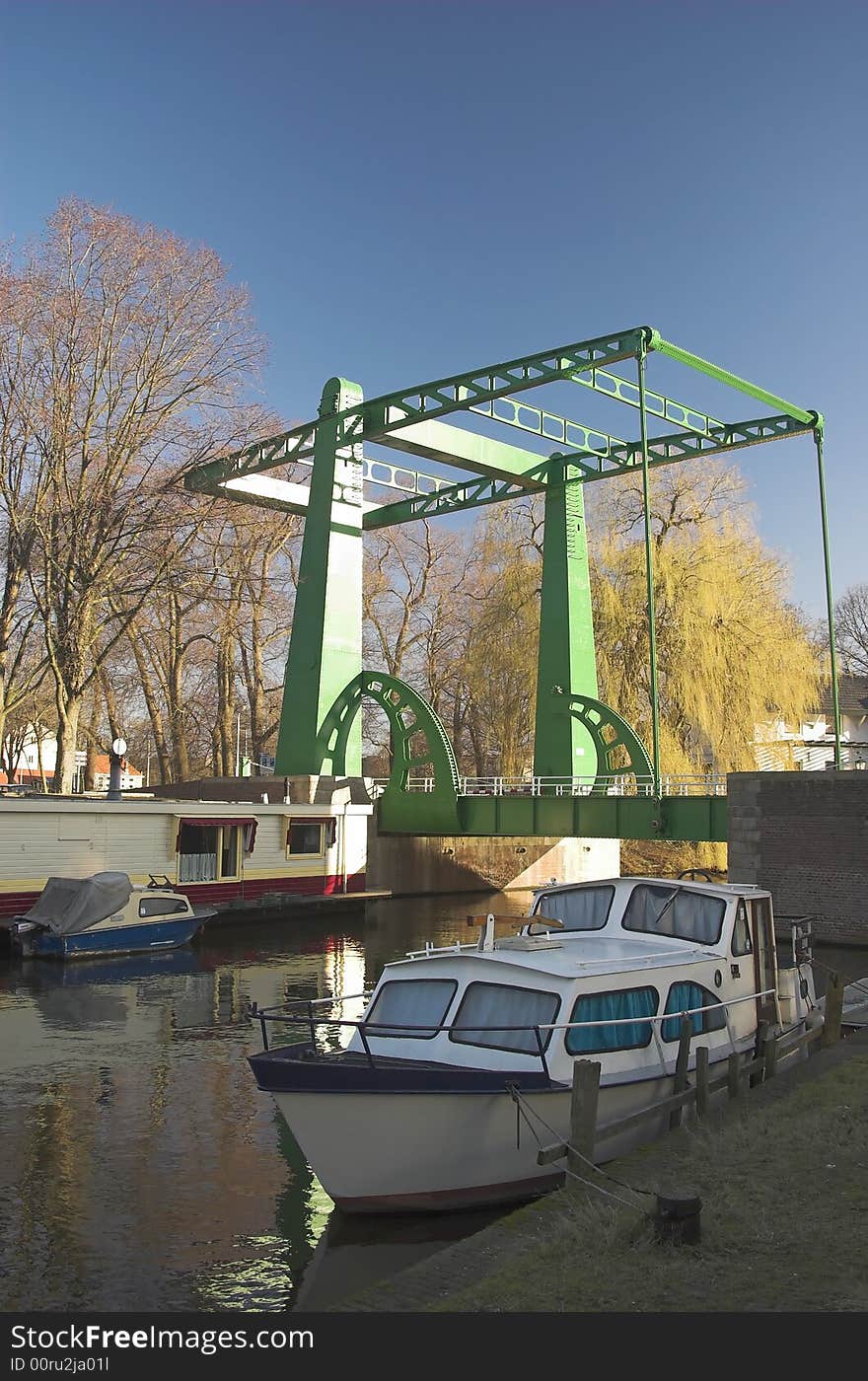 Steel contruction bridge in Delft - Lepelbrug. Steel contruction bridge in Delft - Lepelbrug