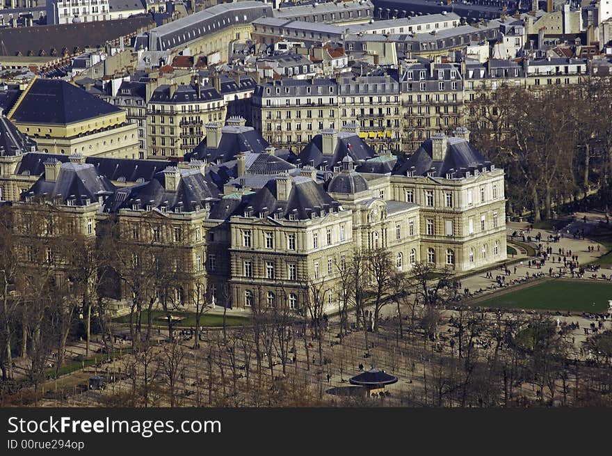 France, Paris; sky city view with palace