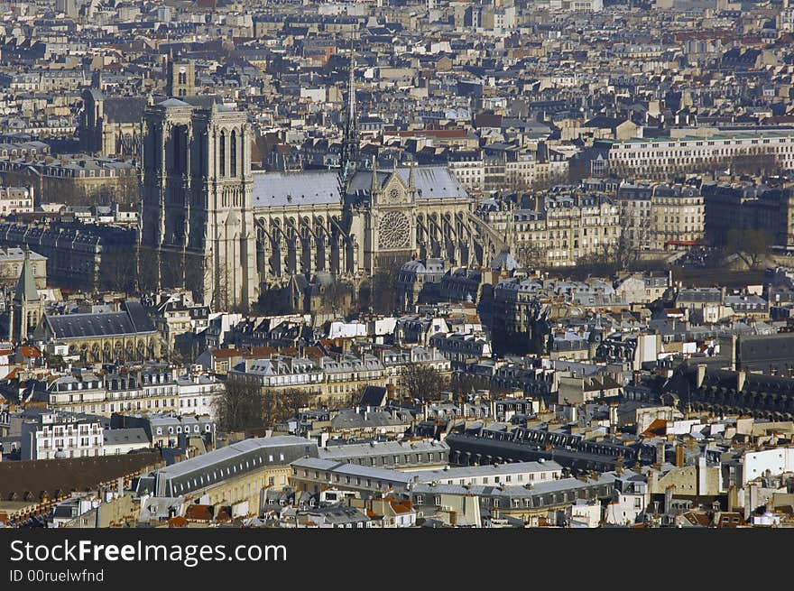 France, Paris; Sky City View With Cathedral