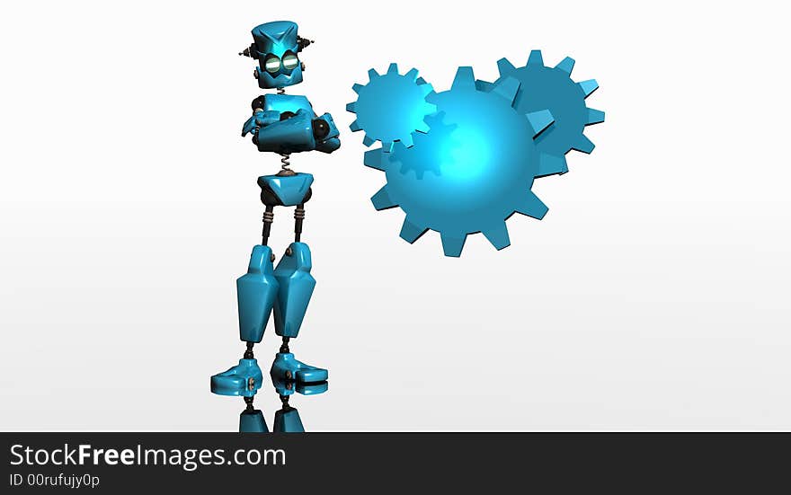A robot with gear logo. A robot with gear logo