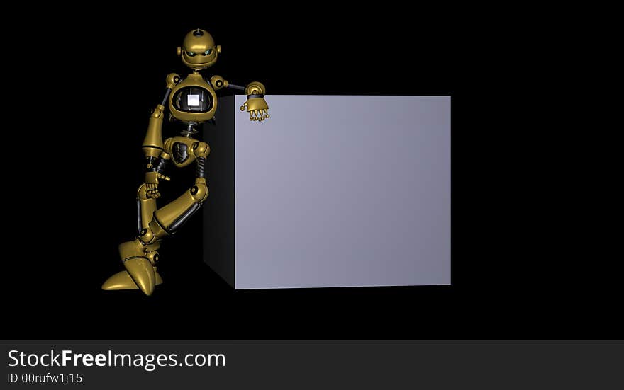 A robot with gold paint job chillin. A robot with gold paint job chillin