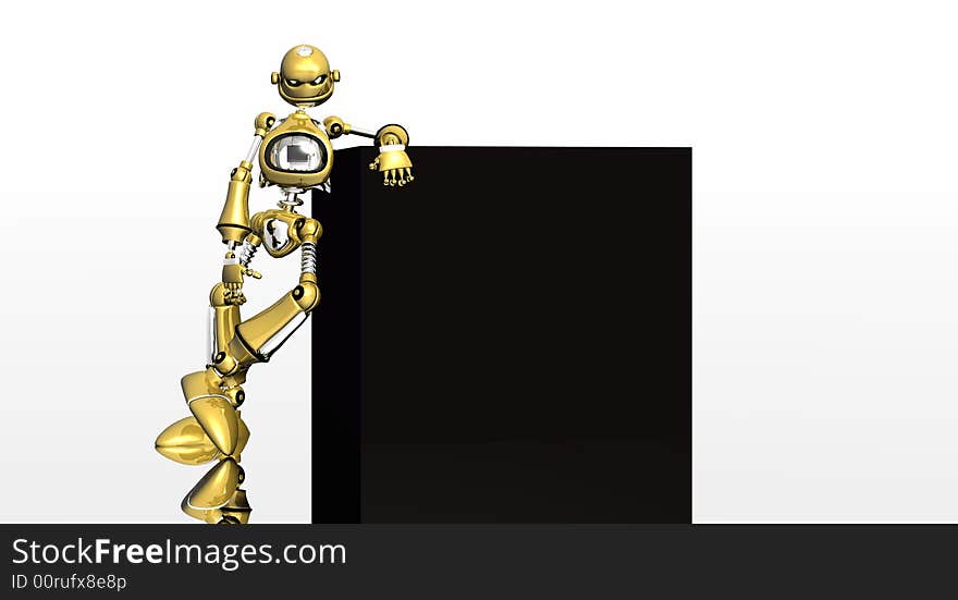 A robot with gold paint job chillin. A robot with gold paint job chillin