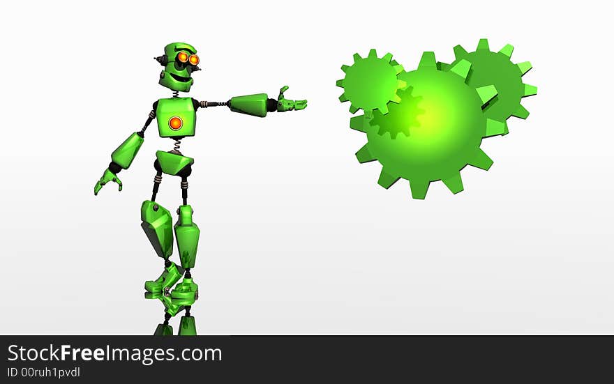 Green Robot with gear logo template. Green Robot with gear logo template