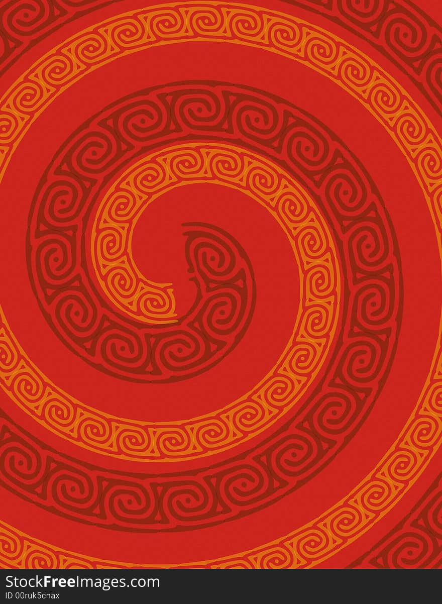 An abstract red background featuring a red spiral with artistic swirling design. An abstract red background featuring a red spiral with artistic swirling design