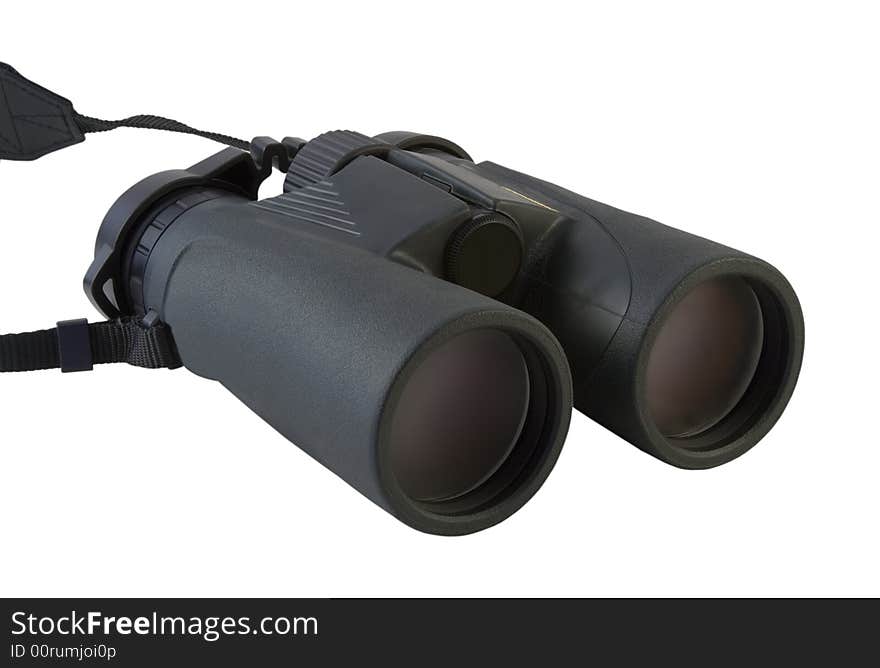 Black binoculars isolated on a white background