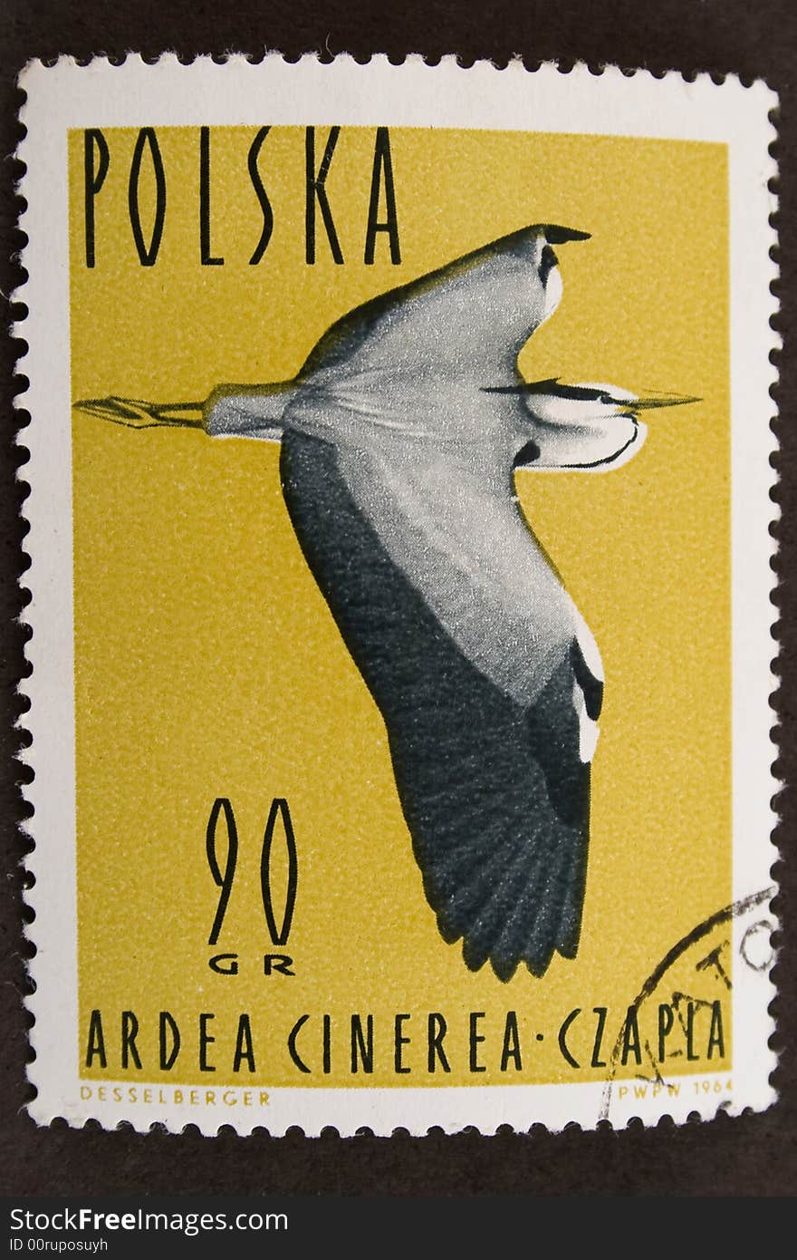 Old stamp with bird