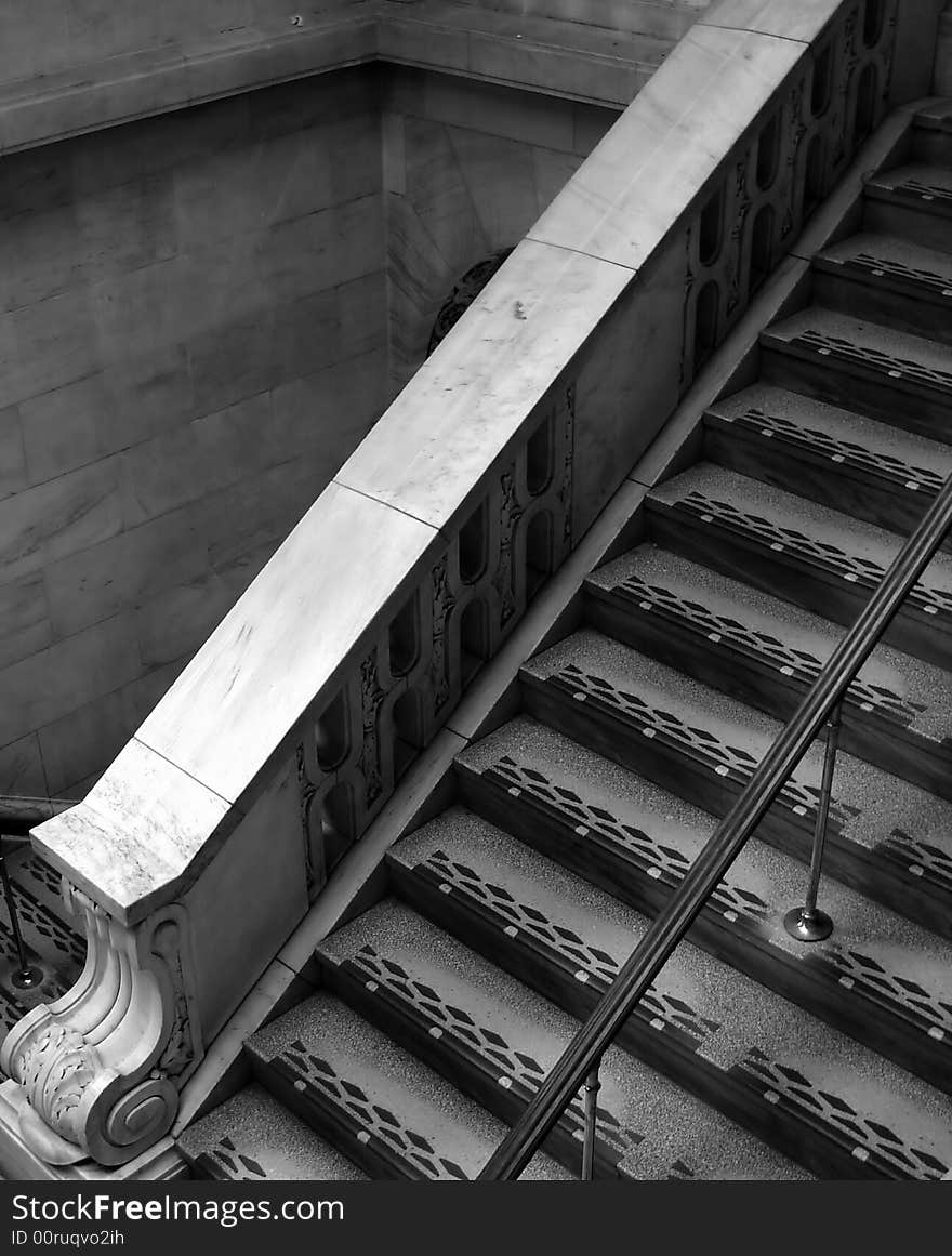 Stairs inside a historic building