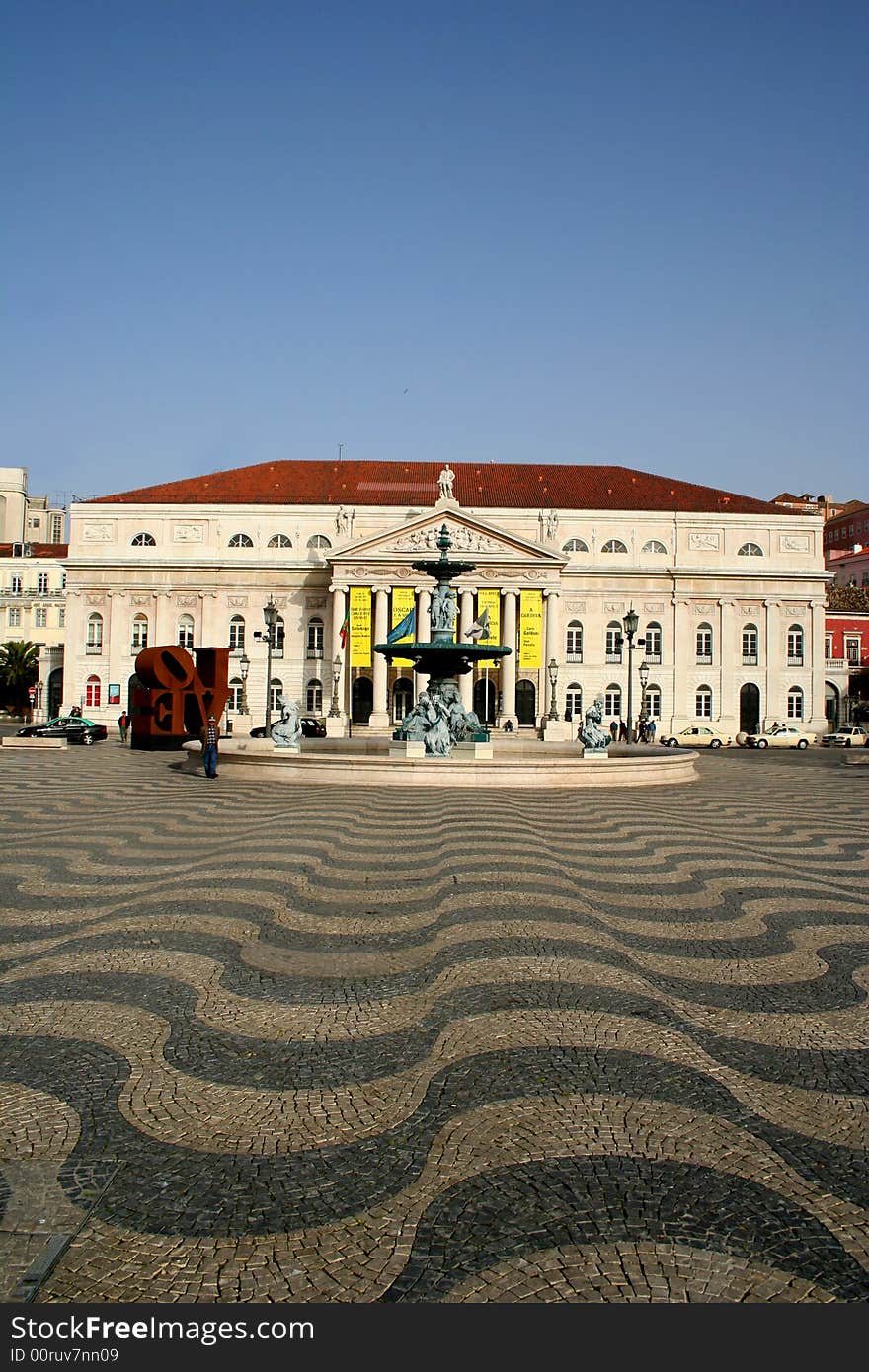 City square in the centre of Lisbon, Portugal