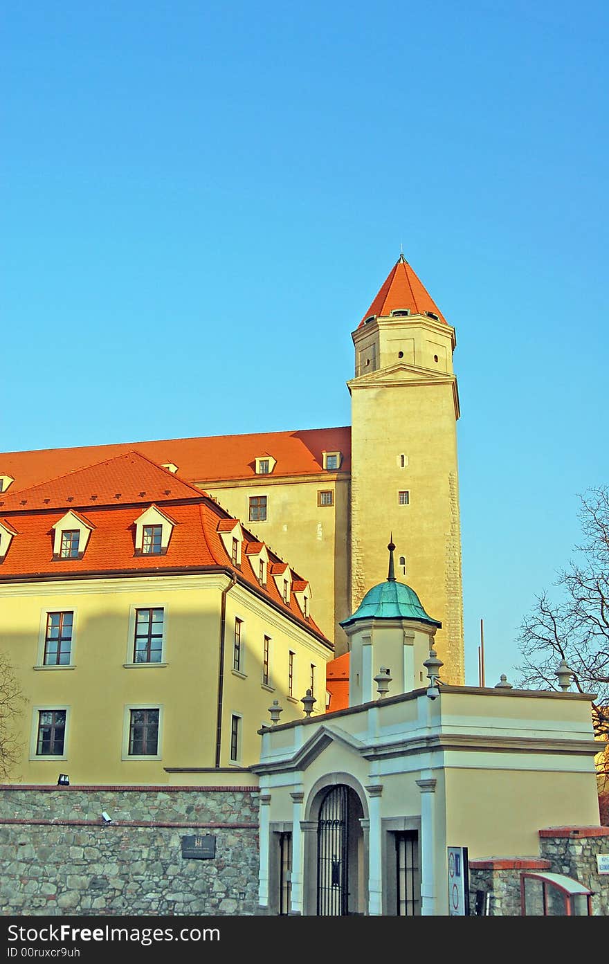 View on a gate and a part of the castle. View on a gate and a part of the castle