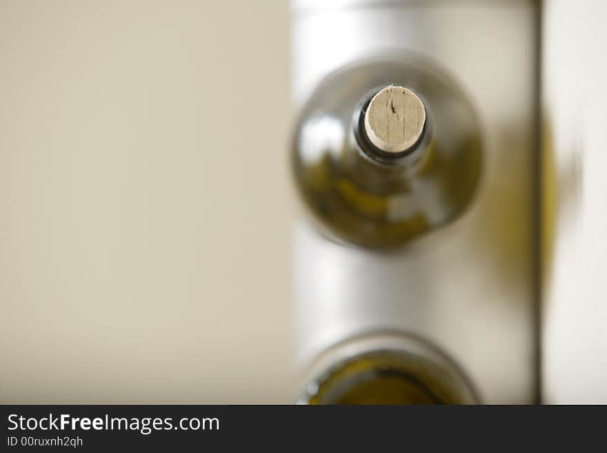 A rack of wine bottles. A rack of wine bottles