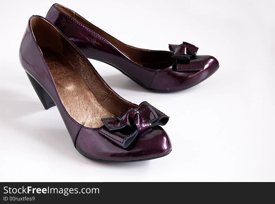 Trendy violet shoes with sweet bow. Trendy violet shoes with sweet bow