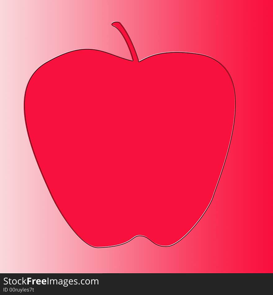 Red and white gradient background with red apple in center. Red and white gradient background with red apple in center