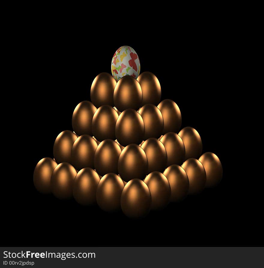 Gold eggs on black background. Gold eggs on black background