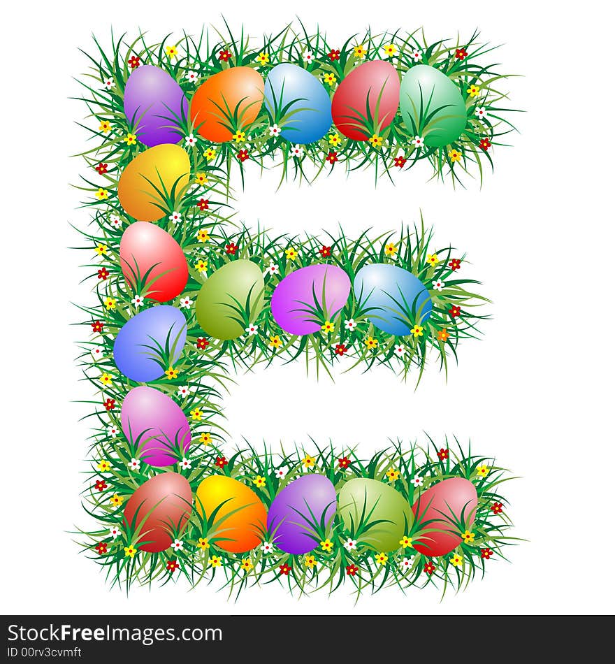 Easter letter with eggs hidden in the grass. Easter letter with eggs hidden in the grass