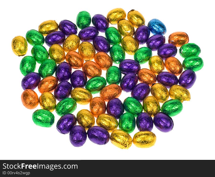 Lots of easter eggs isolated on a white background