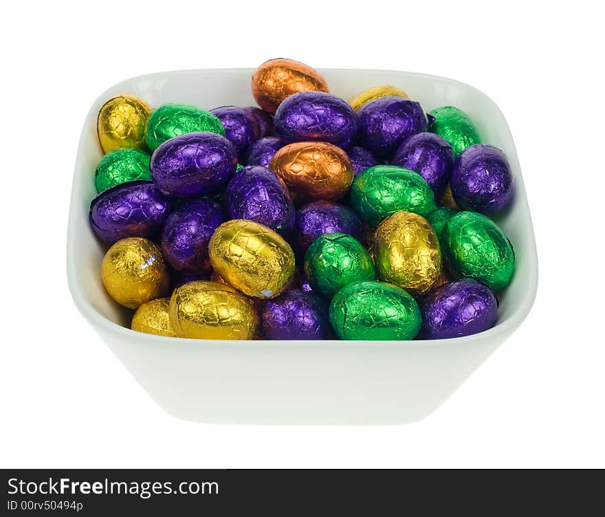 Lots of easter eggs isolated on a white background