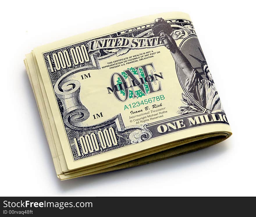 Closeup of stack of cash isolated on white background. Closeup of stack of cash isolated on white background