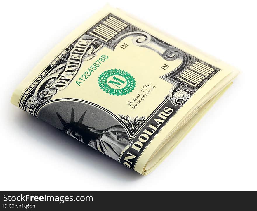 Closeup of stack of cash isolated on white background. Closeup of stack of cash isolated on white background