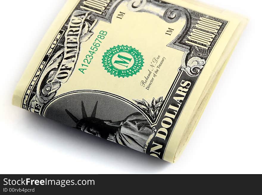 Closeup of stack of cash isolated on white background. Closeup of stack of cash isolated on white background