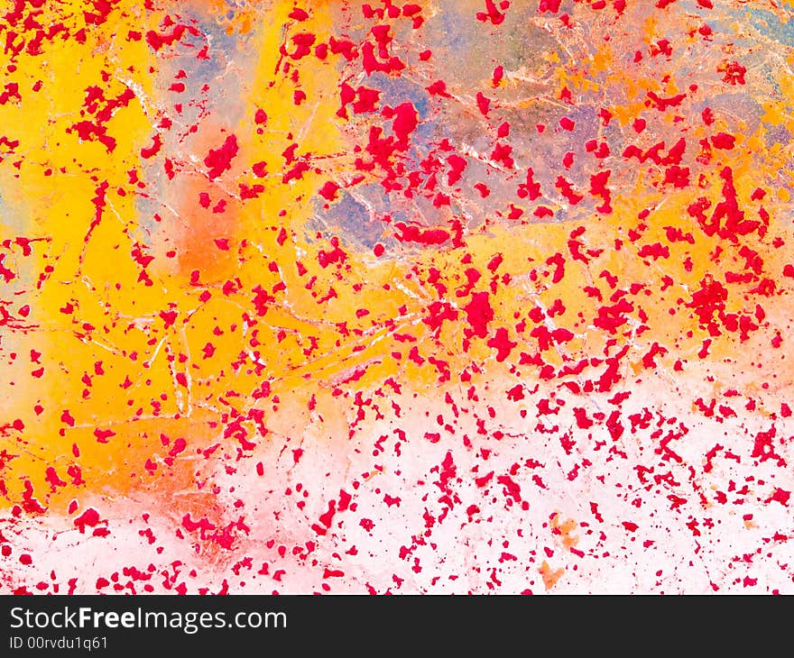 Frozen Coloured Background with Red speckles and yellow backdrop. Frozen Coloured Background with Red speckles and yellow backdrop