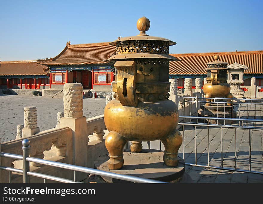 The historical Forbidden City Museum in the center of Beijing. The historical Forbidden City Museum in the center of Beijing