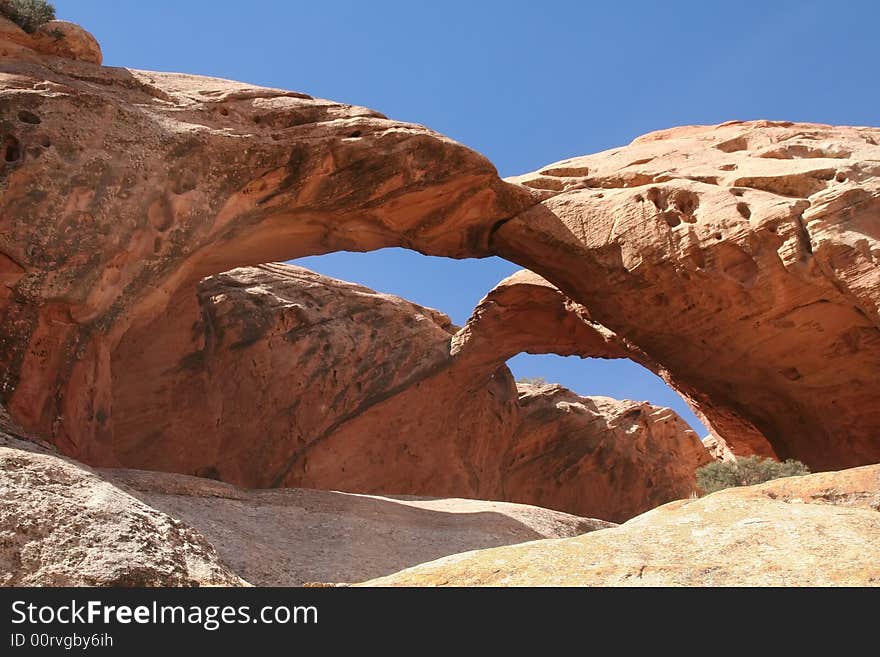 View of the red rock formations in Capitol Reef National Park with blue sky�s. View of the red rock formations in Capitol Reef National Park with blue sky�s