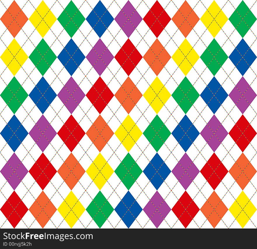 Illustration of bright rainbow colored argyle pattern. Illustration of bright rainbow colored argyle pattern