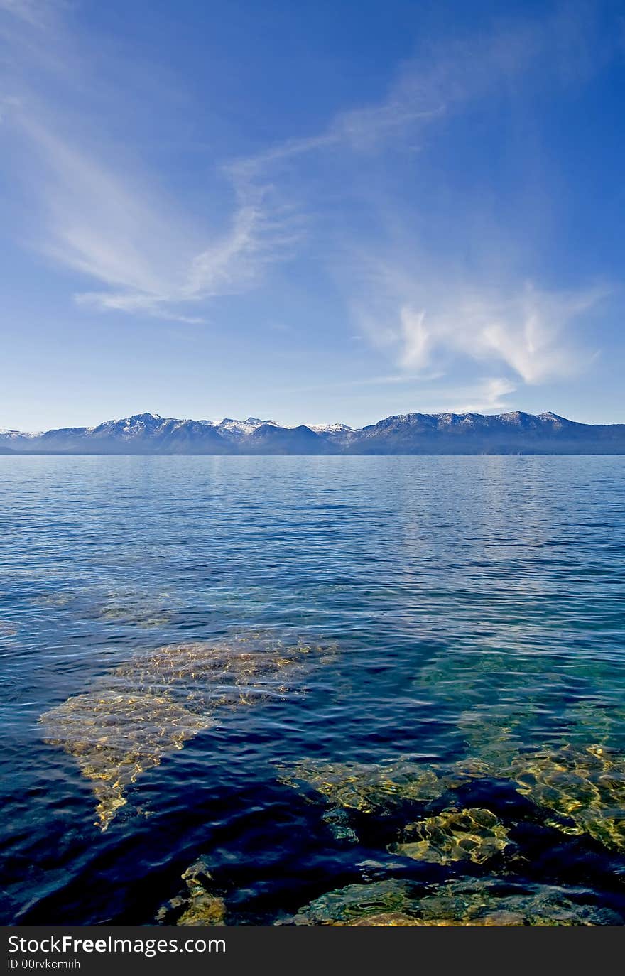 Lake Tahoe with clouds over it. Lake Tahoe with clouds over it