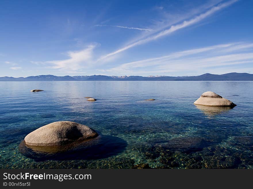 Lake Tahoe with clouds over it. Lake Tahoe with clouds over it