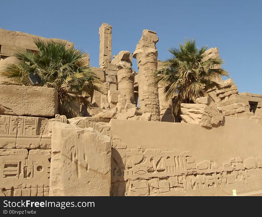 Ancient ruins in Karnak temple from Luxor