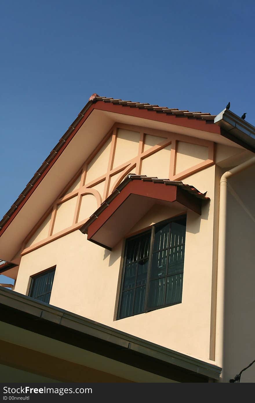 House exterior on display with blue sky. House exterior on display with blue sky