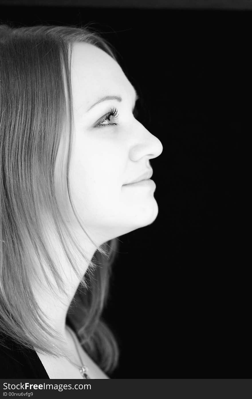 Russian young girl in black and white