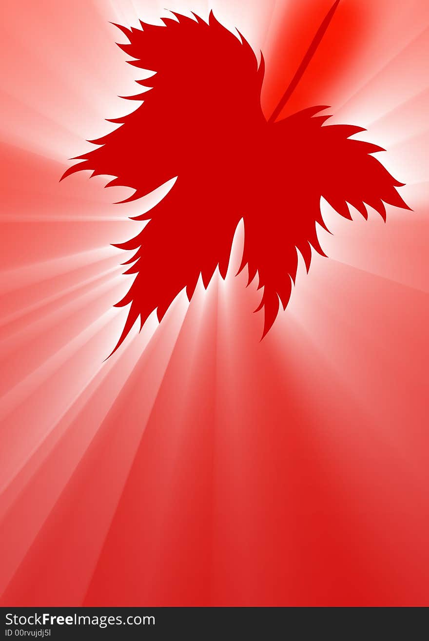 Red grape leaf in white ray background. Red grape leaf in white ray background