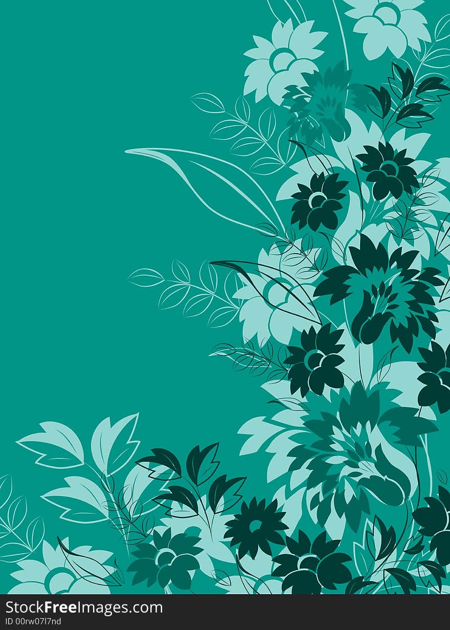 Abstract floral background. A vector format is added. Suits well for a postcard or background