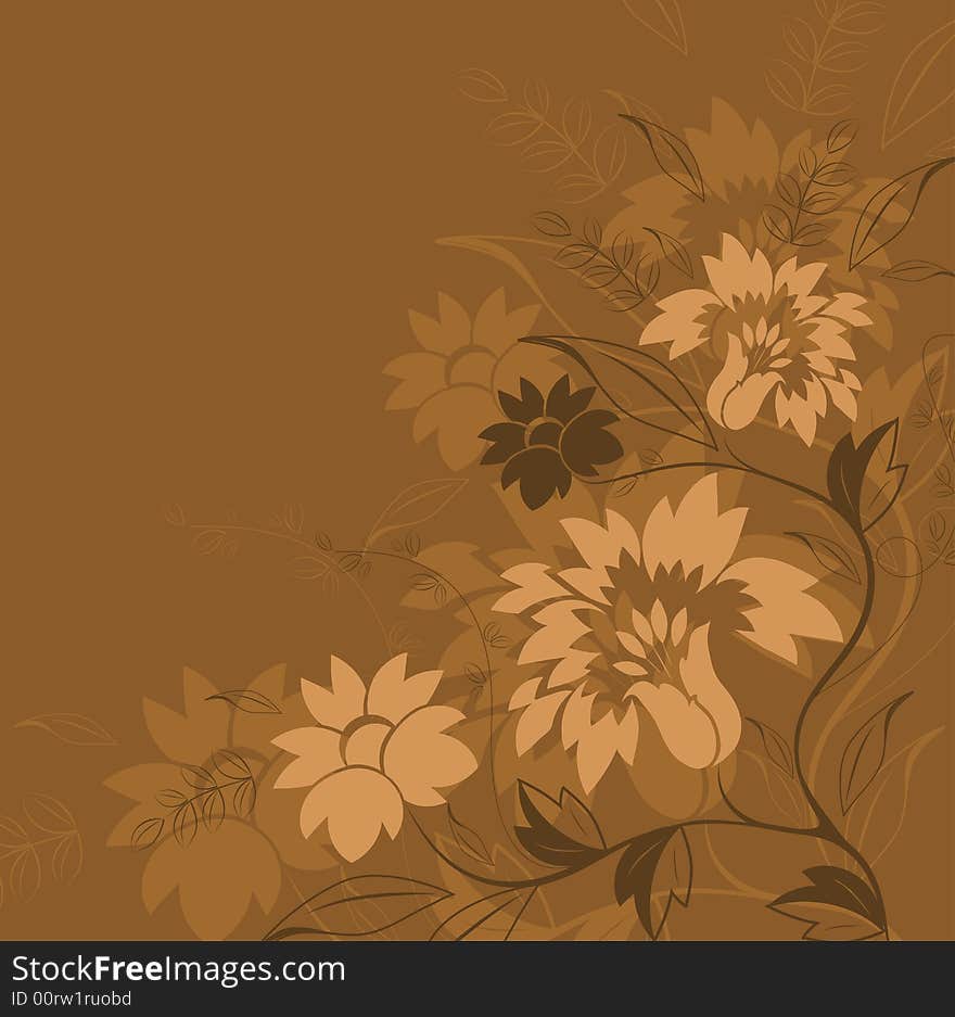 Abstract floral background. A vector format is added. Suits well for a postcard or background