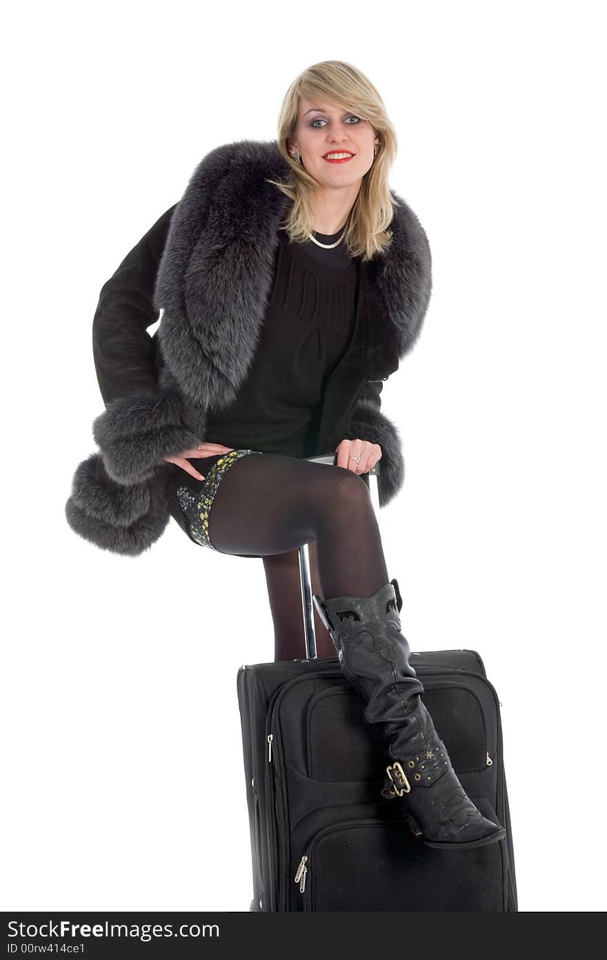 Beautiful Blonde With Valise