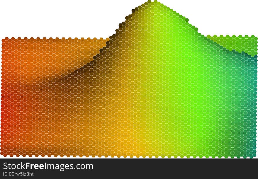 Abstract hexahedron rainbow mosaic illustration