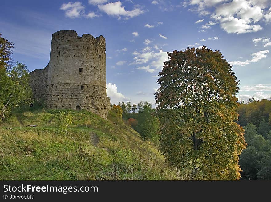 Fall beginning near castle