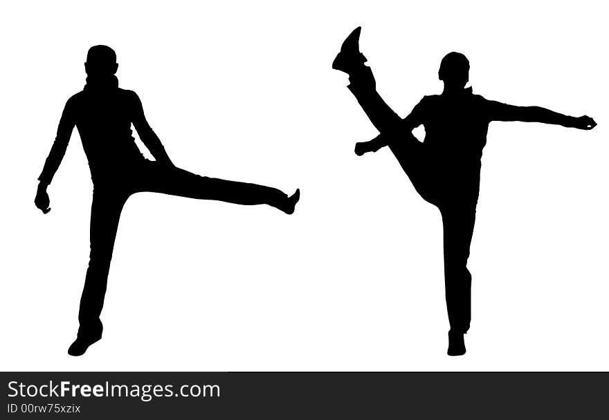 Black silhouettes of people of carrying out are sporting dance, original poses, clean white background. Abstract illustration. Black silhouettes of people of carrying out are sporting dance, original poses, clean white background. Abstract illustration.