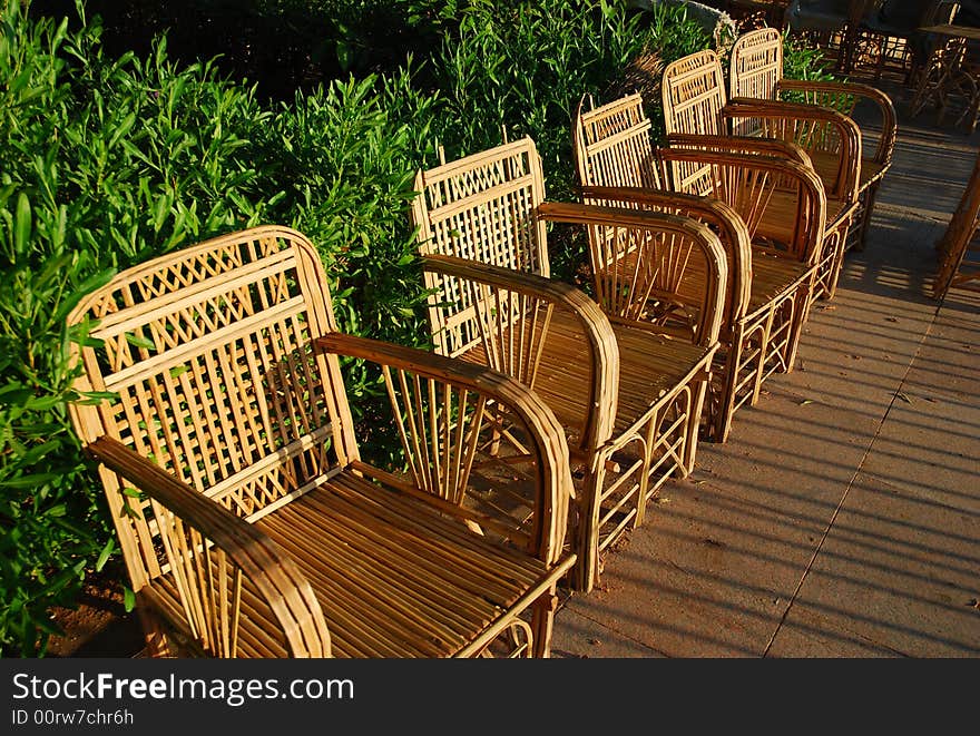 Wicker chairs in the garden