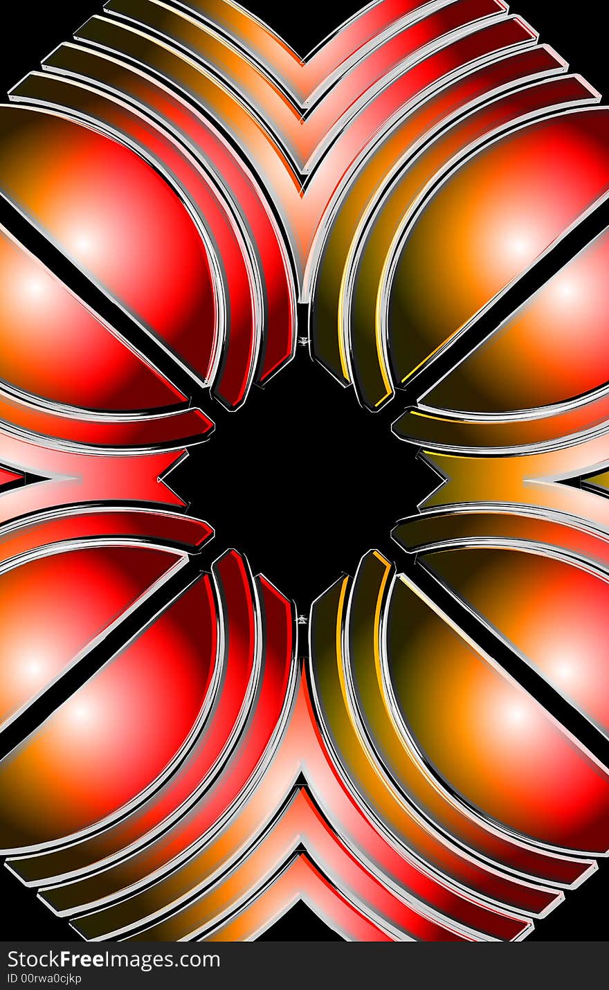 Abstract geometric stencil with paint-stroke outlines and gradient coloring. Abstract geometric stencil with paint-stroke outlines and gradient coloring