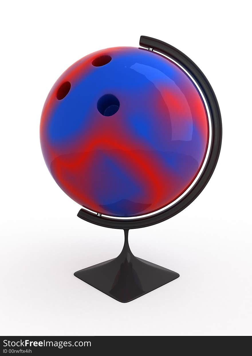 Bowling ball - terrestrial globe. Isolated. Bowling ball - terrestrial globe. Isolated.