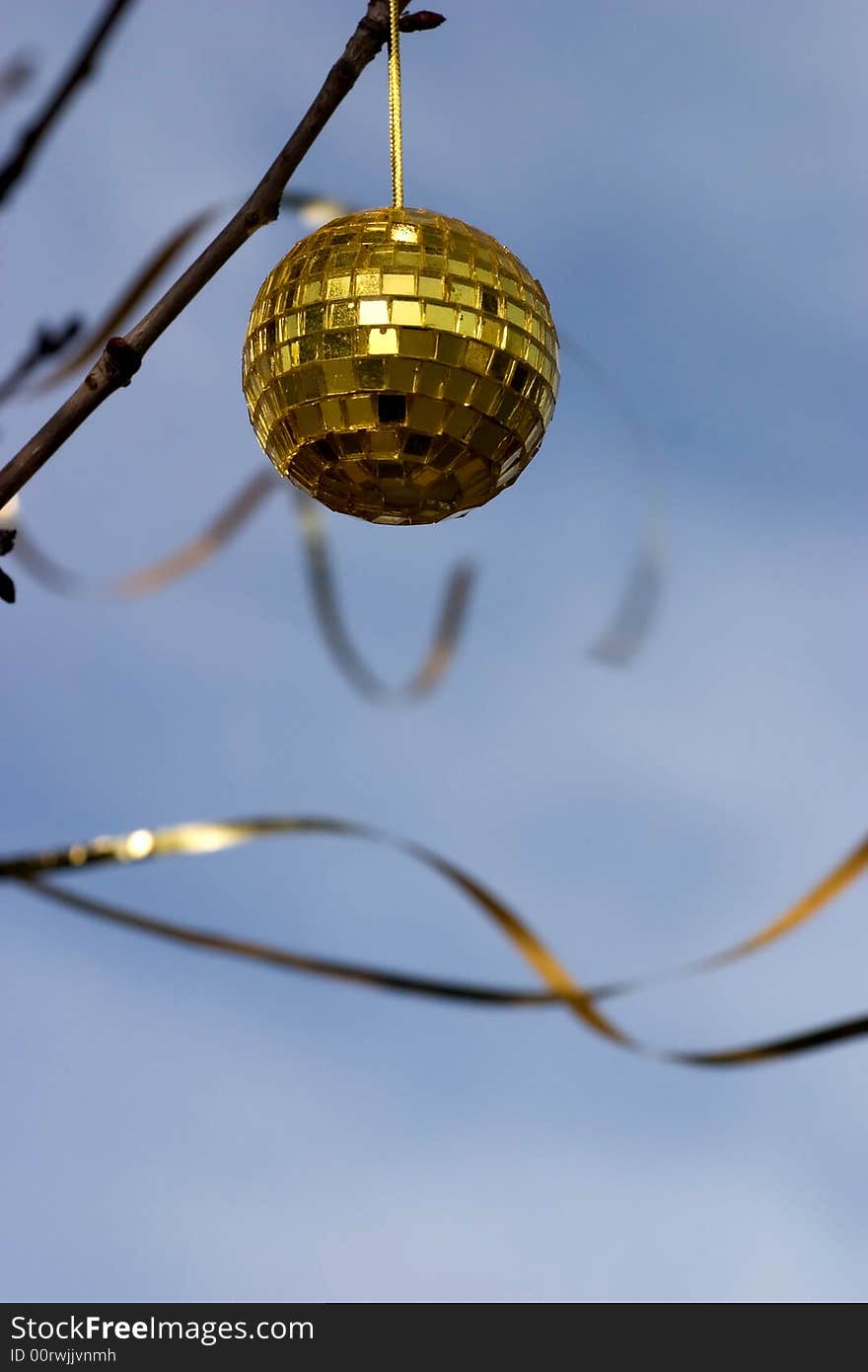 Outdoor easter decoration against a clear blue sky