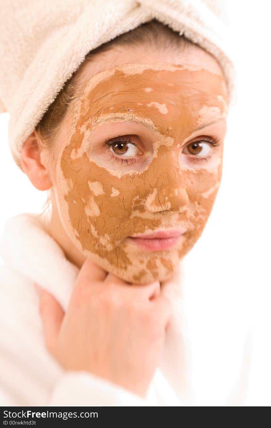 Beautiful woman wearing a skin mask. Beautiful woman wearing a skin mask